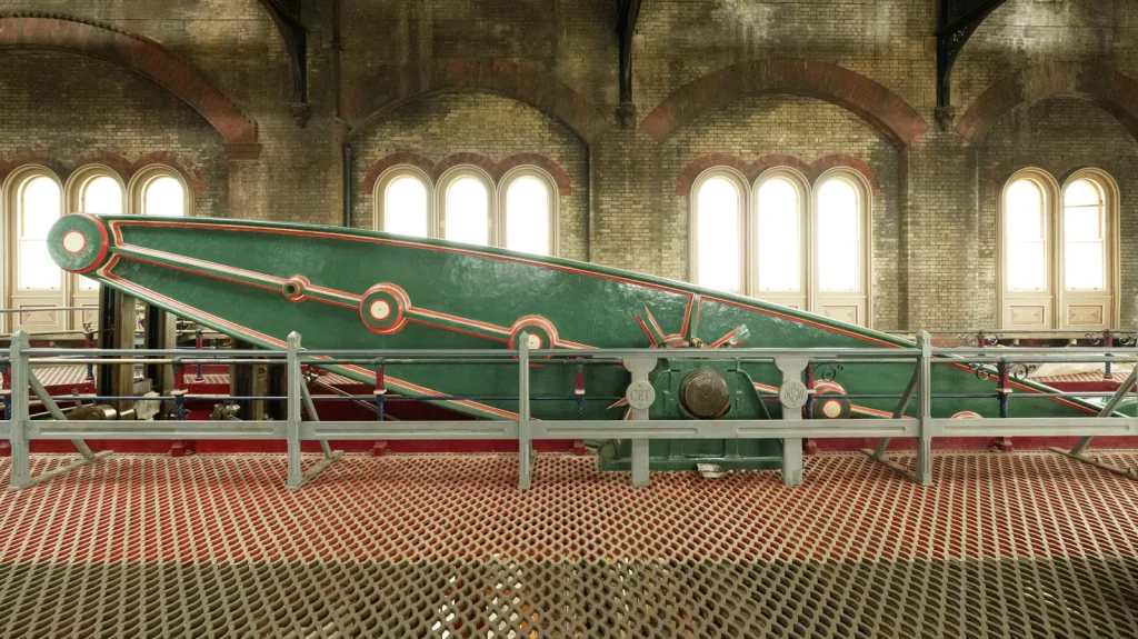 Beam engine in the Beam Engine House, Crossness Pumping Station. Photo: Anthony J Baines
